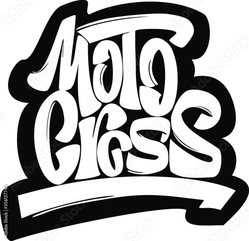 Motocross isolated text. Hand lettering illustration made in modern brush calligraphy style. Motocross template logo. Print for t-shirt, postre. 