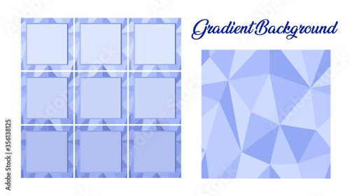 Instagram post frame or template or background set. Square post. Geometric or polygonal abstract wallpaper in diamond or crystal concept in brown, orange and yellow. Vector art