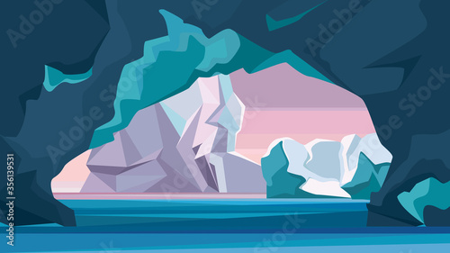 Beautiful arctic landscape. Ice nature scenery.