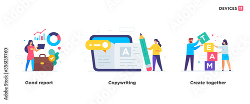 People use gadgets. set of icons, illustration. Smartphones tablets user interface social media.Flat illustration Icons infographics. Landing page site print poster.