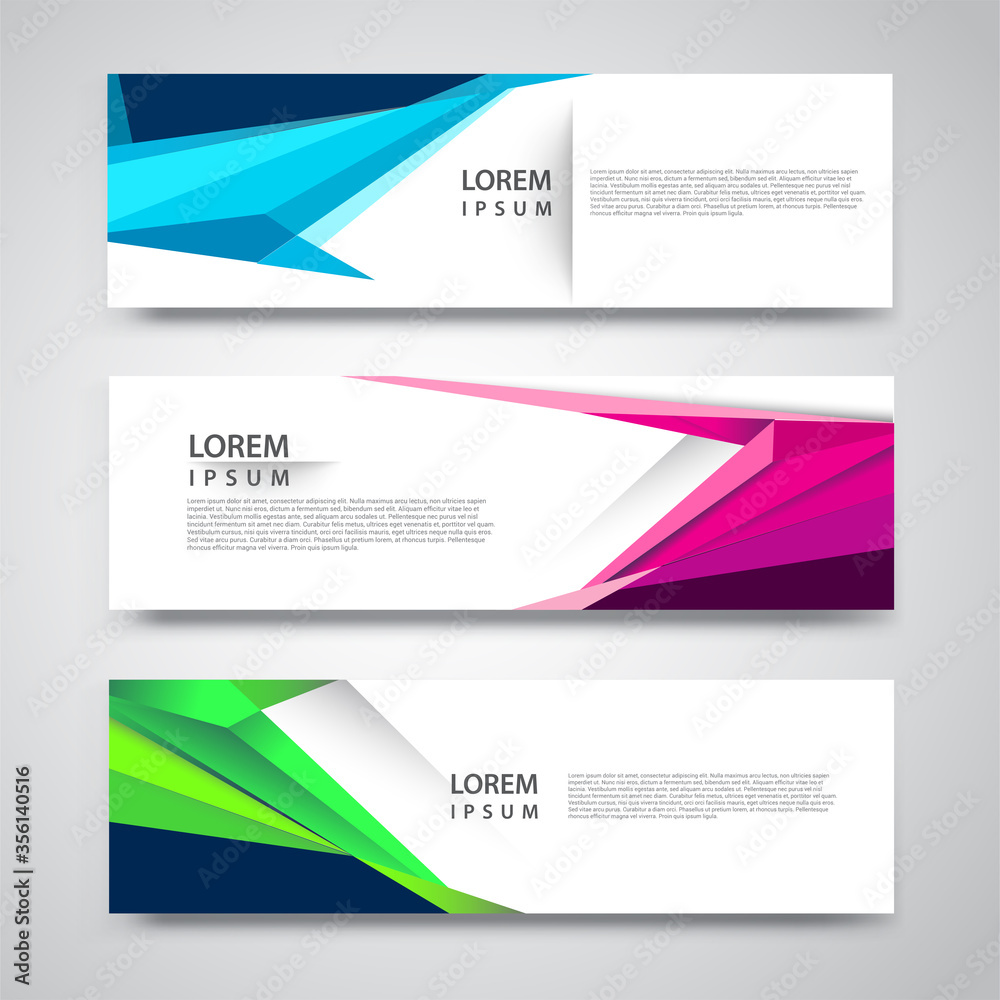 Fototapeta premium Vector set abstract geometric design banner web template.