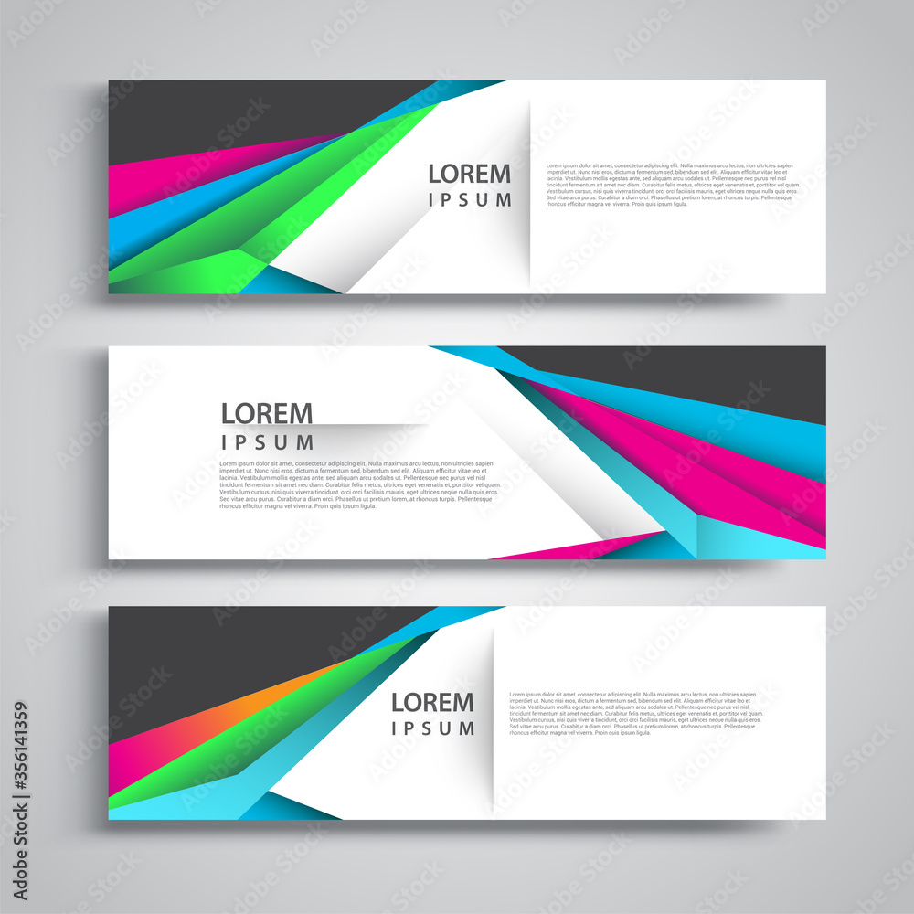 Fototapeta premium Vector set abstract geometric design banner web template.