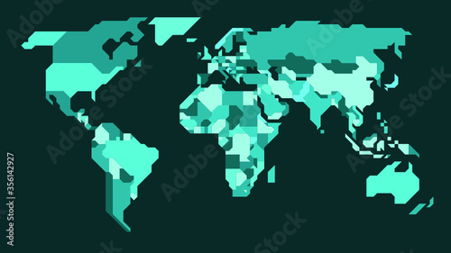 Simplified world map with 158 countries each on its own appropriately named layer. Only 0, 90, and 45 angles used. For professional-looking infographics. photo