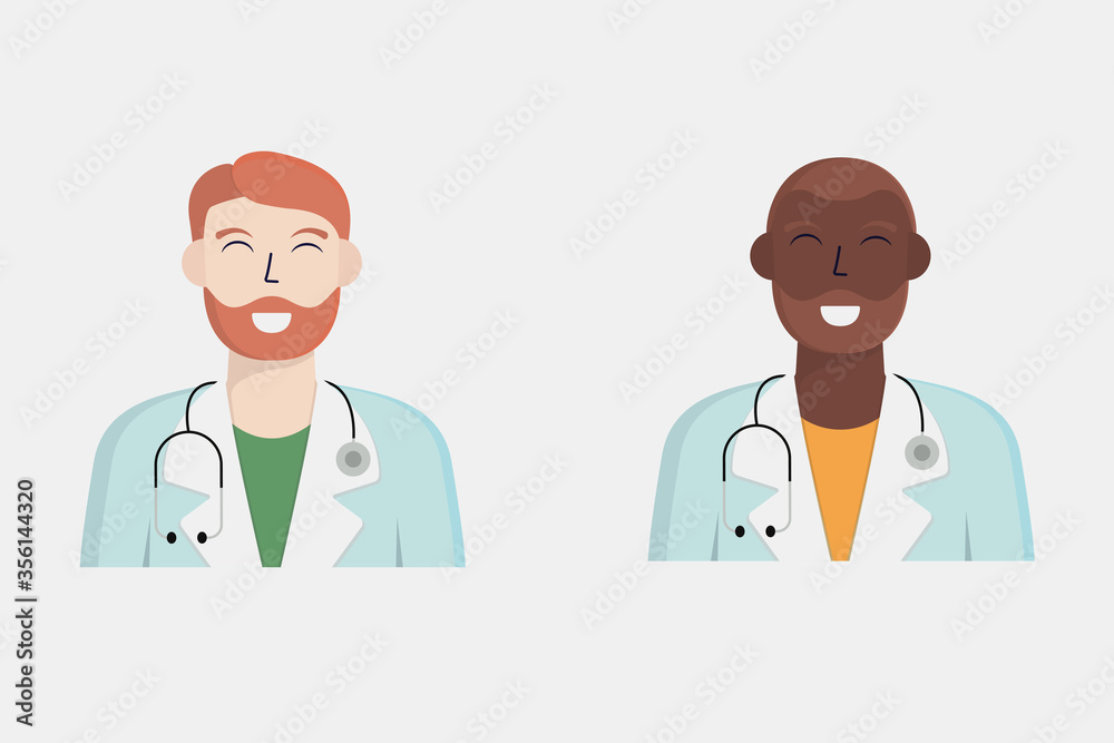 Male doctor. Men doctors. Doctors on white background. Icons doctors. Doctor's day. Hospital. Vector illustration doctors. Vector illustration nurses. Coronavirus. Male doctor. Men doctors. Doctors on white background. Icons doctors. Doctor's day. Hospital. Vector illustration doctors. Vector illustration nurses. Coronavirus.