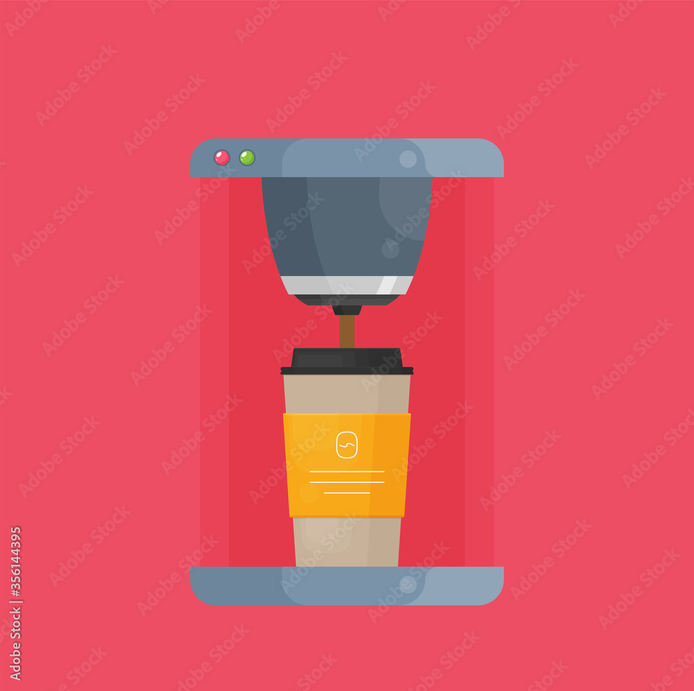 Coffee making with paper cup isolated on color background Coffee making with paper cup isolated on color background