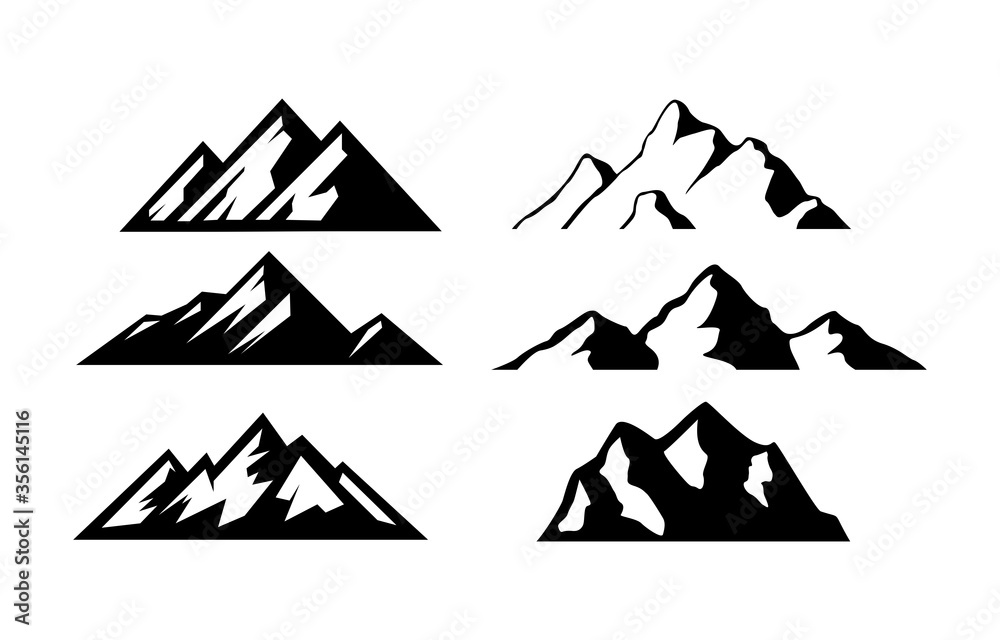 silhouette mountains collection for adventure activity decoration vector illustration design