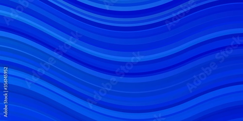 Light BLUE vector backdrop with circular arc. Colorful illustration in abstract style with bent lines. Pattern for booklets, leaflets.