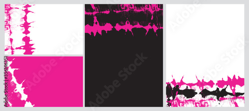 Tie Dye Backdrop. Cute Geometric Vector Layouts. Grunge Freehand Lines Isolated on a White, Pink and  Black Background. Simple Abstract Vector Prints Ideal for Layout, Cover.