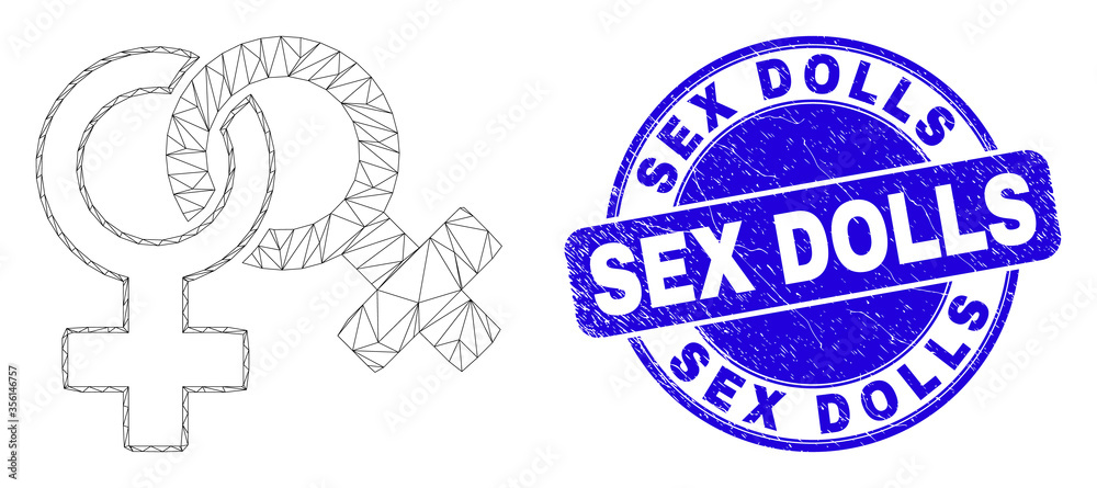Web carcass lesbian symbol pictogram and Sex Dolls seal. Blue vector round distress seal with Sex Dolls message. Abstract carcass mesh polygonal model created from lesbian symbol pictogram. Web carcass lesbian symbol pictogram and Sex Dolls seal. Blue vector round distress seal with Sex Dolls message. Abstract carcass mesh polygonal model created from lesbian symbol pictogram.