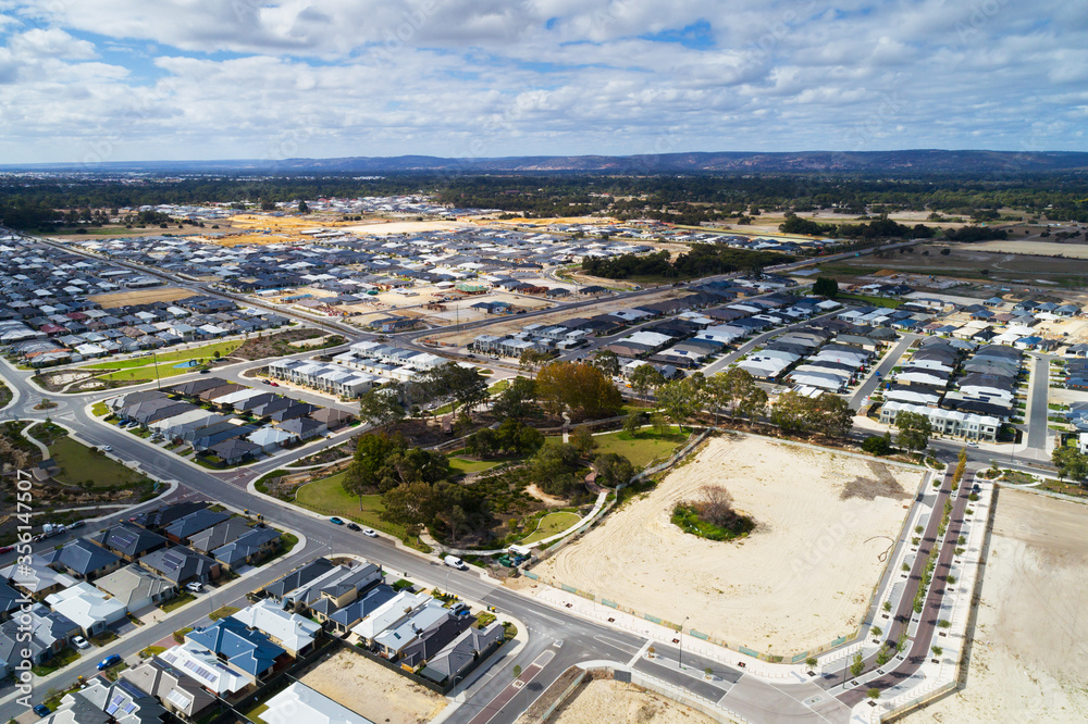 Aerial view of a building area for family houses. Landsale, Property and houses for sale in Perth, WA, Australia 