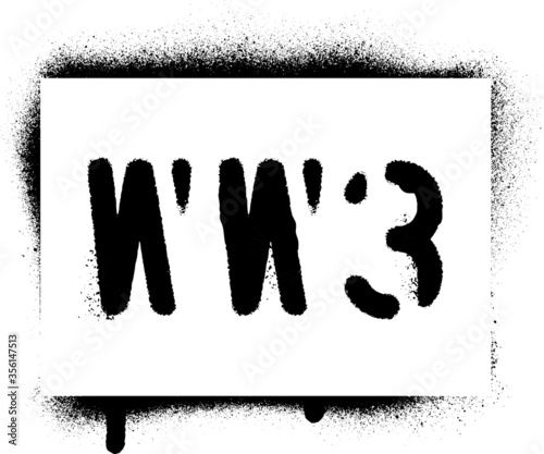 ''WW3 (World War 3)'' warning message. Spray graffiti stencil.