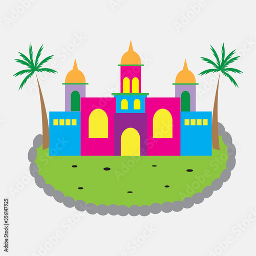 Unique mosque colorful icon design vector illustration