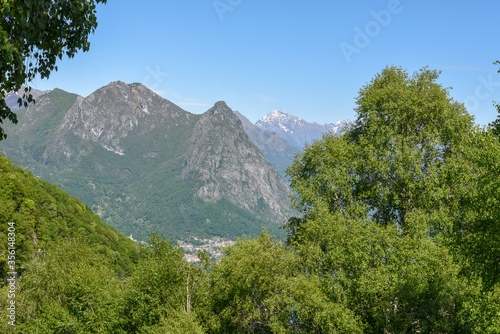 Mountain landscape over Lugano in the Swiss alps