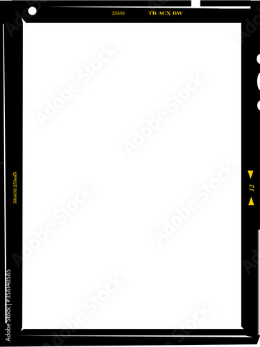 grungy medium format negative photo frame, free copy space, isolated, vector illustration