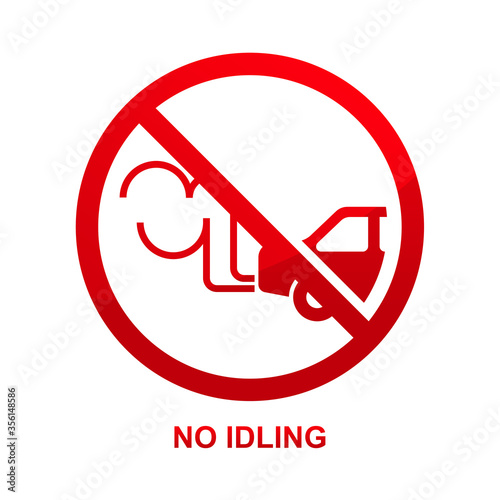 No idling sign isolated on white background vector illustration.