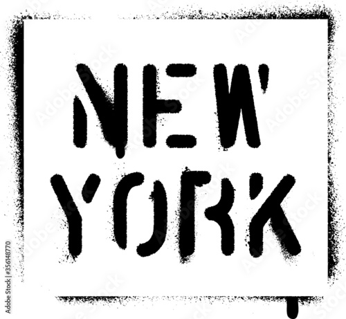 ''New York'' spray paint graffiti stencil.
