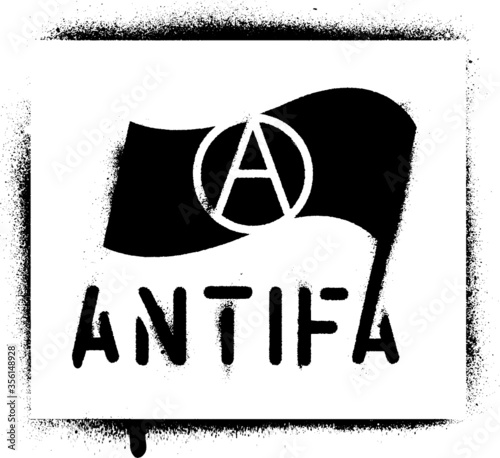 ''ANTIFA'' spray paint graffiti stencil. Common name for militant and radical antifascists, communists, leftists and anarchists.