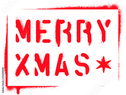 ''Merry Xmas'' spray paint graffiti stencil.