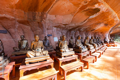 Monk statues at Wat Phu Tok, Bueng Kan, Thailand photo