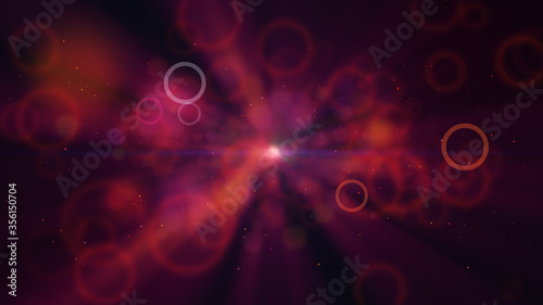 Circle colorful red pink purple orange background, Dust particle and light ray beam.