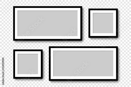 Photo frames. Collection Photo frames, isolated. Template mockup photo frame different shapes. Transparent background. Vector illustration