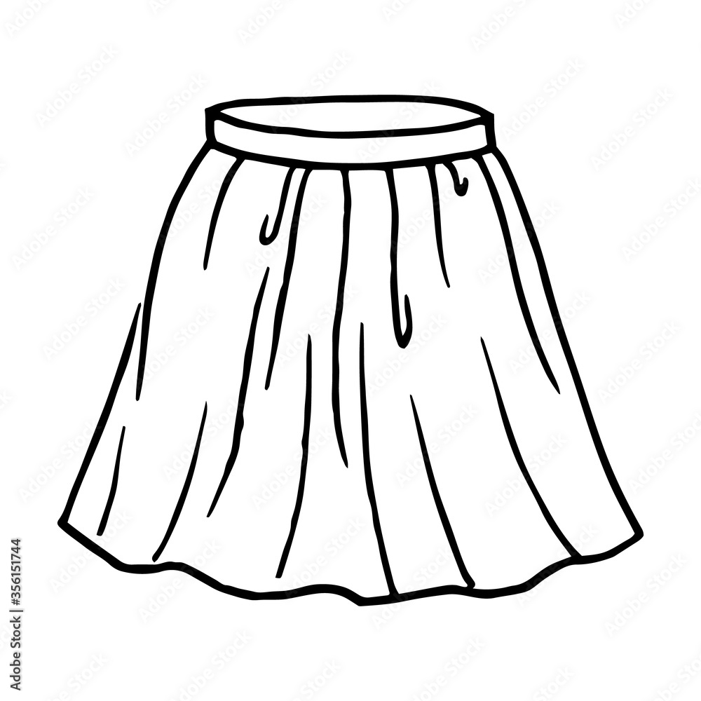 Hand drawn women skirt doodle isolated on white background Hand drawn women skirt doodle isolated on white background