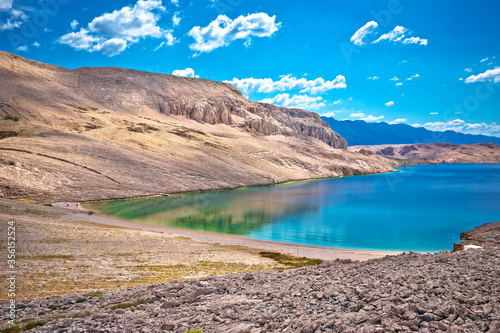 Metajna, island of Pag. Famous Rucica beach in stone desert amazing scenery photo