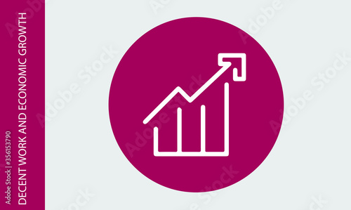 Decent Work and economic growth. Logo. Sustainable Development Goals. SDG icon. Corporate social responsibility. Pictogram for ad, web, mobile app, promo. UI UX design element.