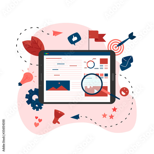 Concept for Digital marketing agency, digital media campaign flat vector illustration	

