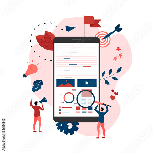 Concept for Digital marketing agency, digital media campaign flat vector illustration	

