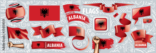 Vector set of the national flag of Albania in various creative designs