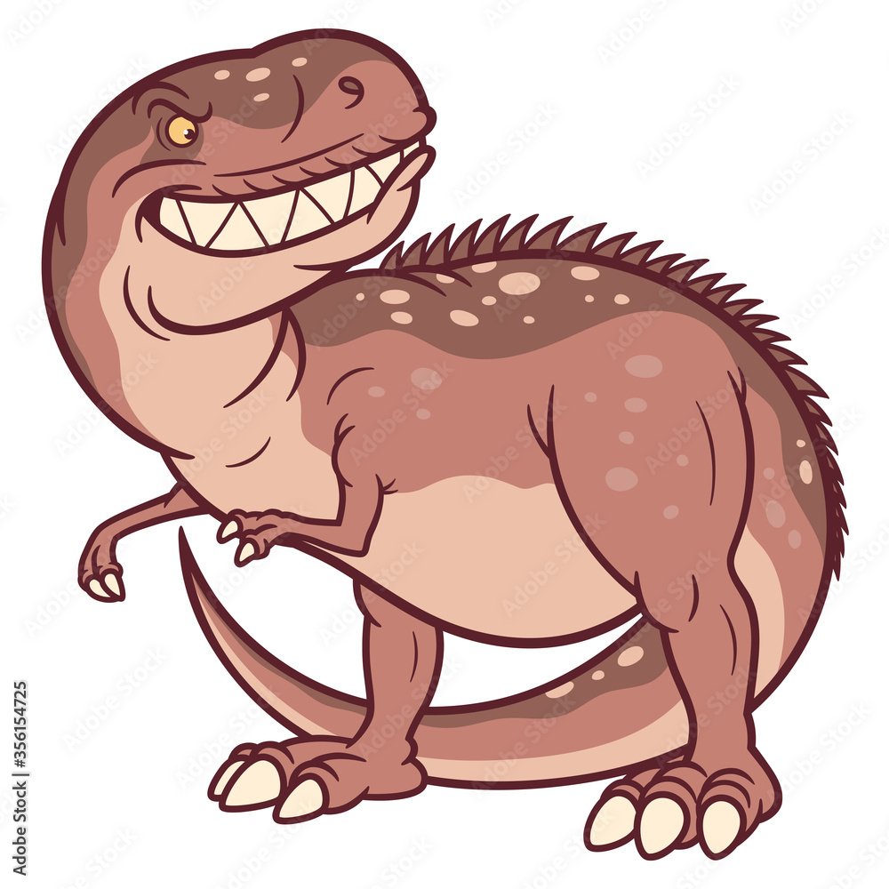 Fototapeta premium Cartoon brown Tyrannosaurus