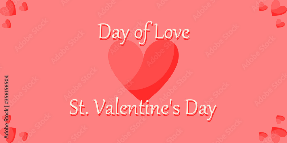Saint Valentine's day greeting card.Heart on a pink background.Happy love day greeting card