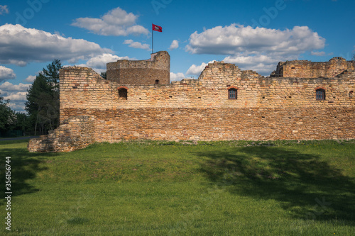 Obraz na płótnie The ruins of the royal castle from the 14th century in Inowlodz, Lodzkie, Poland w salonie