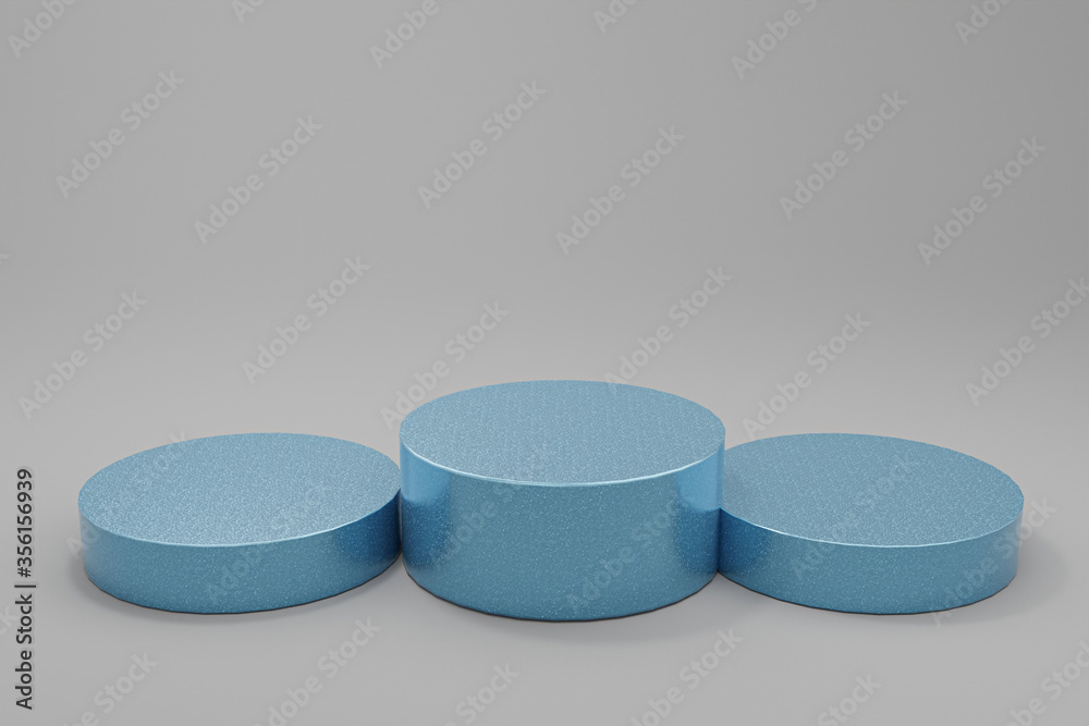 Cylinder podiums on grey background. Abstract minimal scene with geometrical. Modern pedestal show cosmetic products presentation. Mock up design empty space. studio platform template. 3d render Cylinder podiums on grey background. Abstract minimal scene with geometrical. Modern pedestal show cosmetic products presentation. Mock up design empty space. studio platform template. 3d render