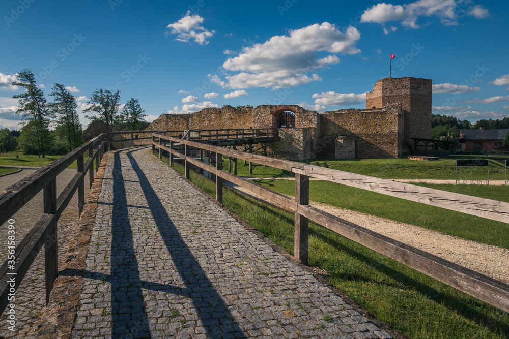 The ruins of the royal castle from the 14th century in Inowlodz, Lodzkie, Poland