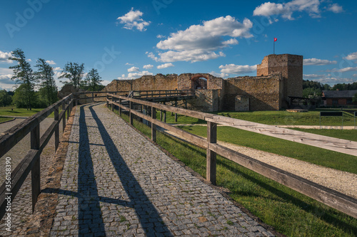 Obraz na płótnie The ruins of the royal castle from the 14th century in Inowlodz, Lodzkie, Poland w salonie