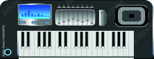 Music synthesizer in flat style