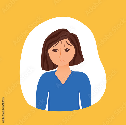 Girl suffers from panic attack cartoon style concept.