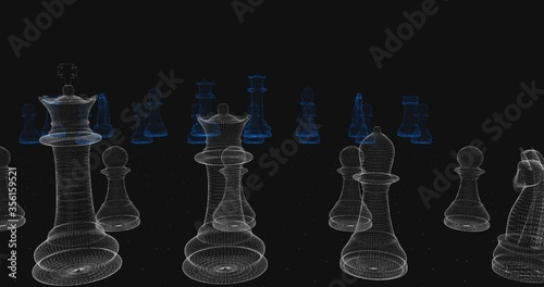Holographic Animation of a Chess Board Panning right to left for business strategy content (ID: 356159521)