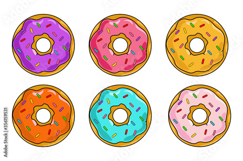 Donuts shop elements, isolated colored donuts, sweet shop, pattern  vector donuts collection, isolated donuts logo