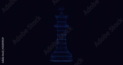 Holographic Animation of a King Chess Piece for business strategy content (ID: 356159539)