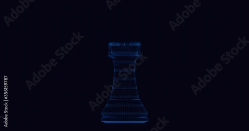Holographic Animation of a Rook Chess Piece for business strategy content (ID: 356159787)