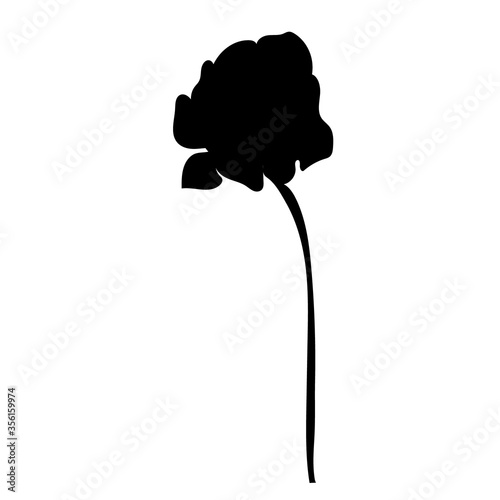 vector, on a white background, black silhouette of grass and rose