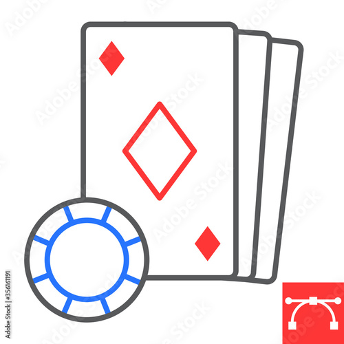 Online Casino color line icon, video games and gambling, online poker sign vector graphics, editable stroke linear icon, eps 10.