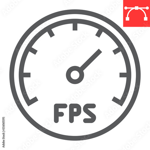Vászonkép Frames Per Second line icon, video games and fps, fps speedometer sign vector graphics, editable stroke linear icon, eps 10