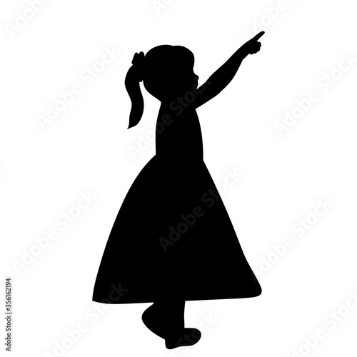 vector, isolated, on a white background black silhouette little girl in a dress © Dzmitry