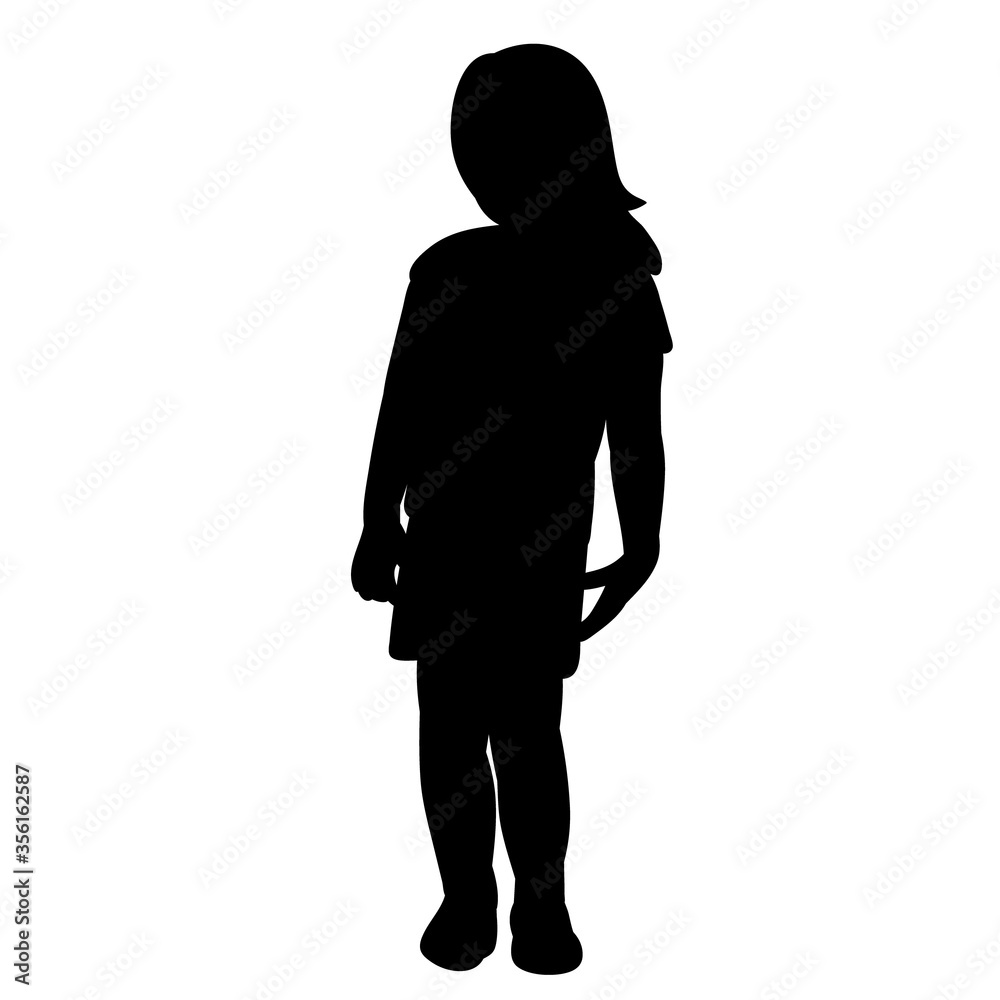 vector, isolated, on a white background black silhouette girl, child