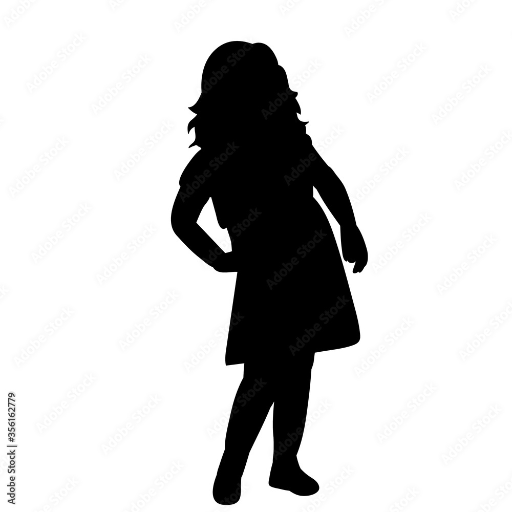  isolated, on a white background black silhouette little girl, child
