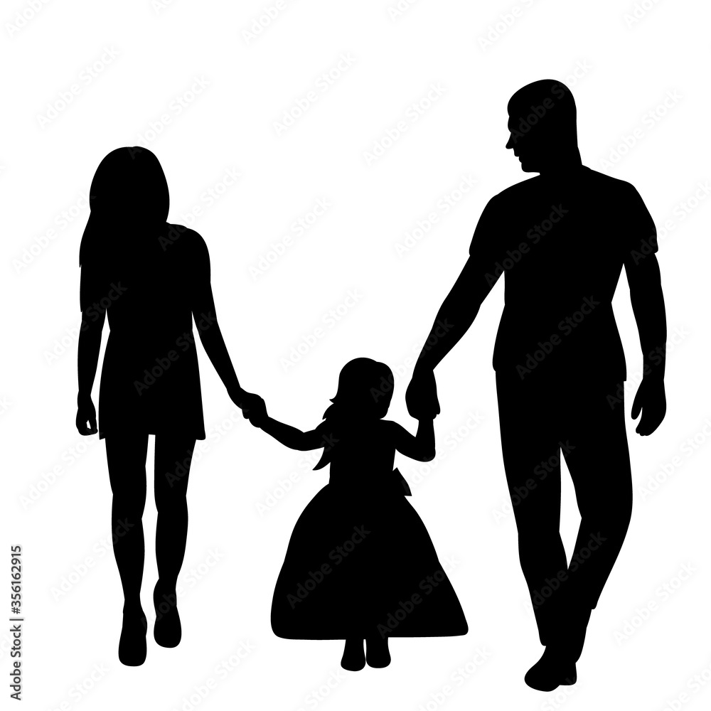vector isolated on white background black silhouette family